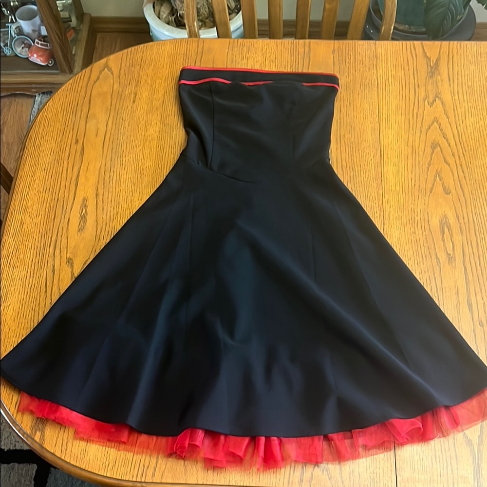 Ruby Rox Strapless Black and Red A-Line Dress for Prom